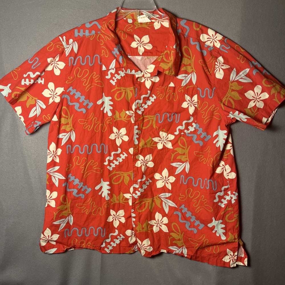 Barefoot In Paradise Red Floral Print Hawaiian Shirt‎ Men's Size XL